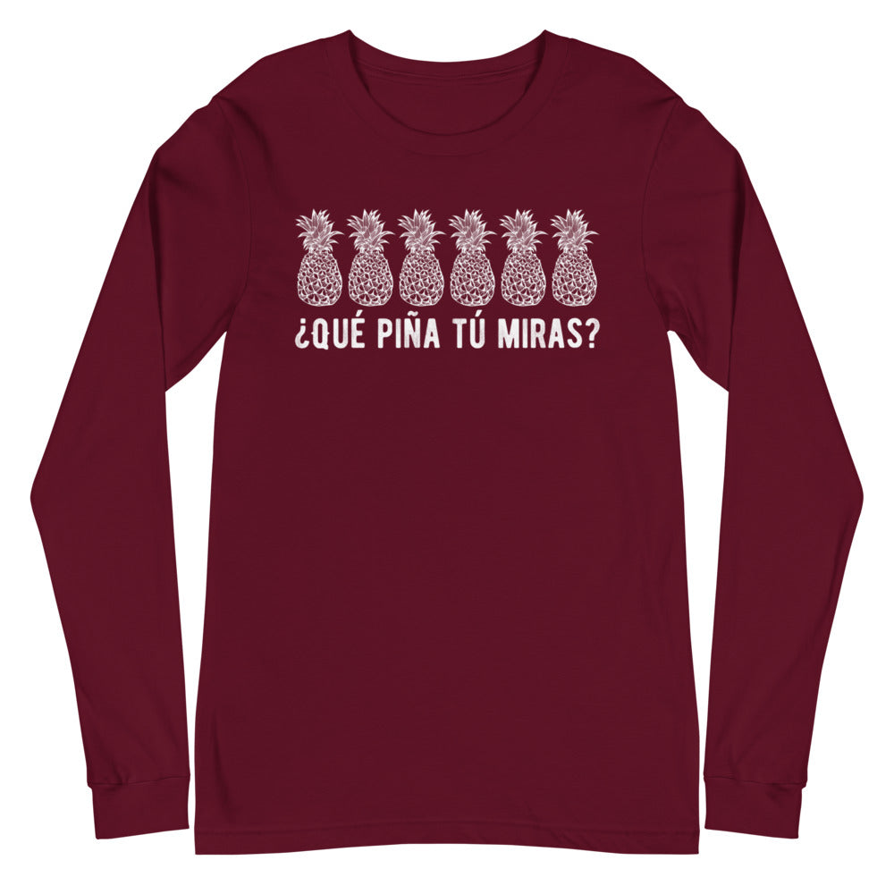 Qué piña tú miras | Camiseta oscura manga larga unisex - Gozanding | Online Store