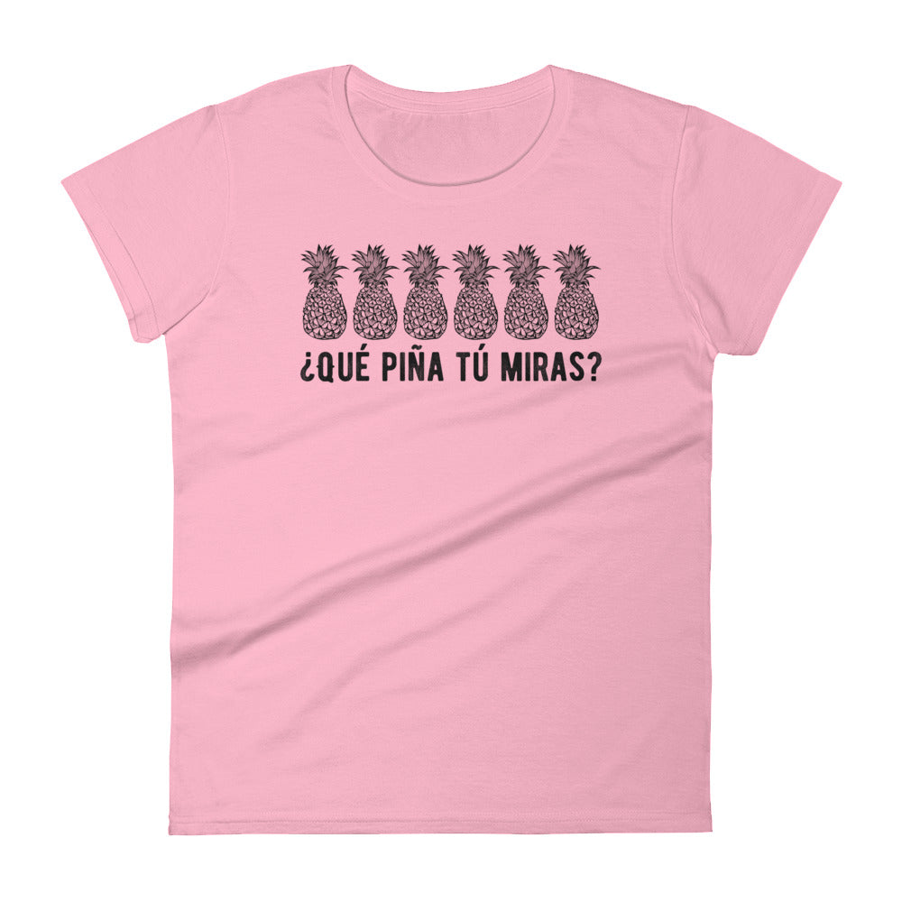Qué piña tú miras | Camiseta clara de manga corta para mujer - Gozanding | Online Store