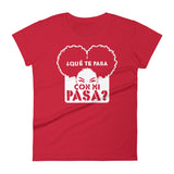 ¿Qué te pasa con mi pasa? | Camiseta oscura de manga corta para mujer - Gozanding | Online Store