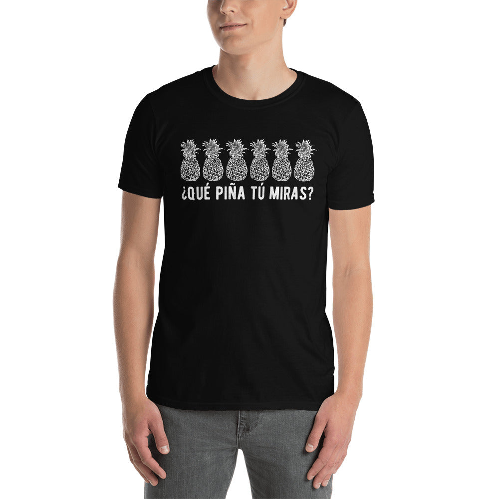 Qué piña tú miras | Camiseta oscura de manga corta unisex - Gozanding | Online Store