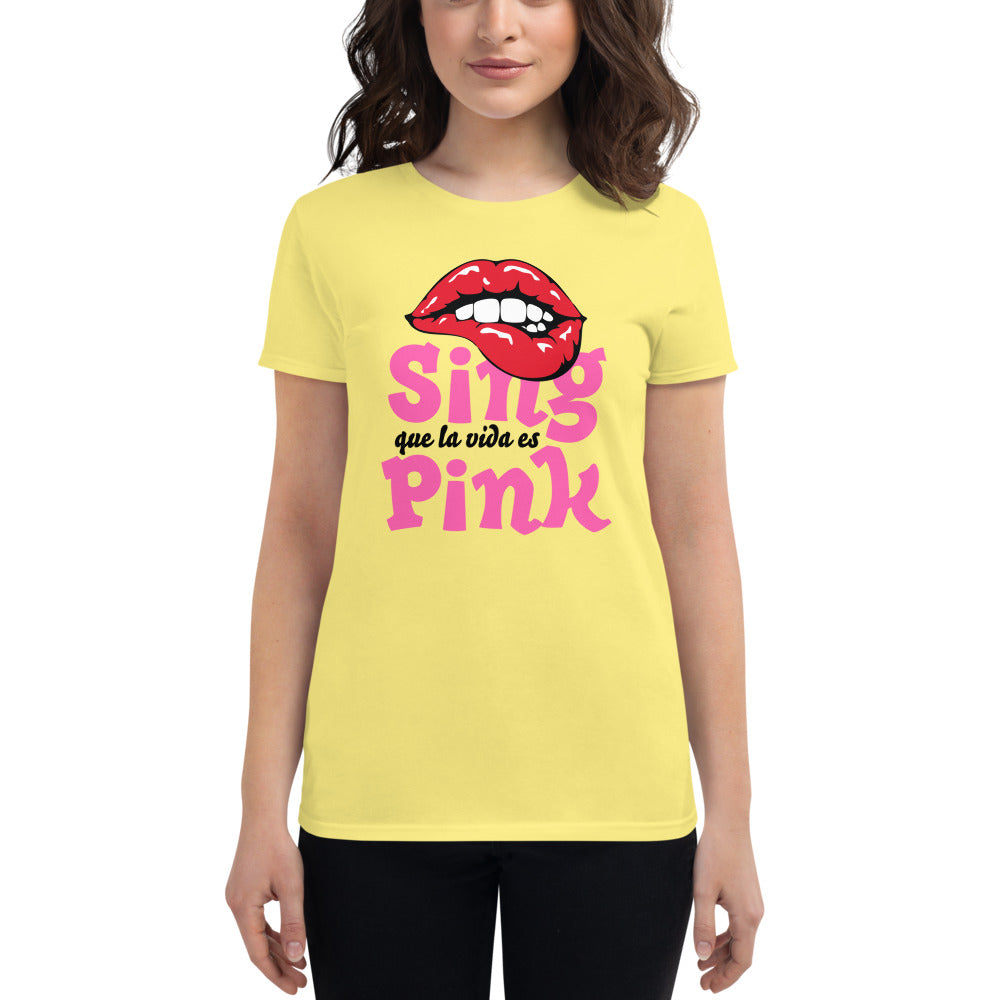Sing que la vida es Pink | Camiseta clara de manga corta para mujer - Gozanding | Online Store